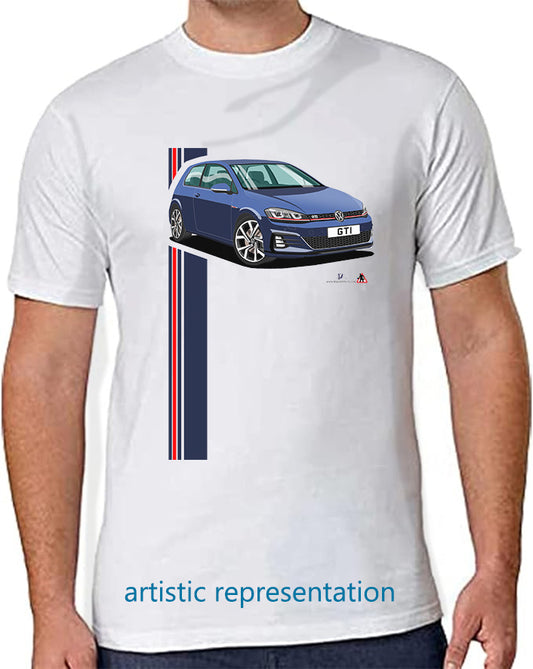 VW Golf GTi Mk7 Blue T Shirt