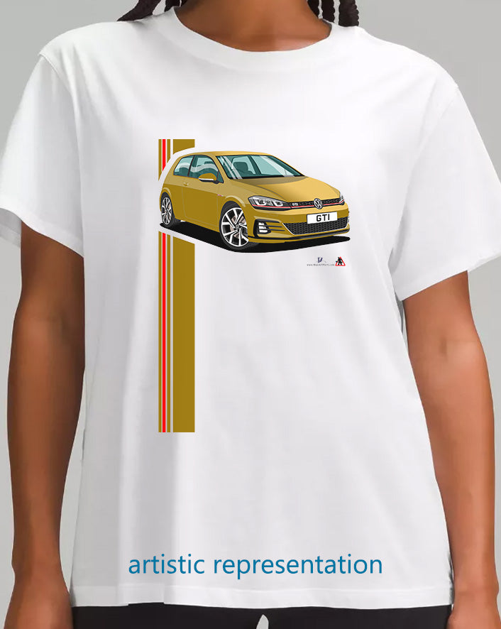 VW Golf GTi Mk7 Gold T Shirt