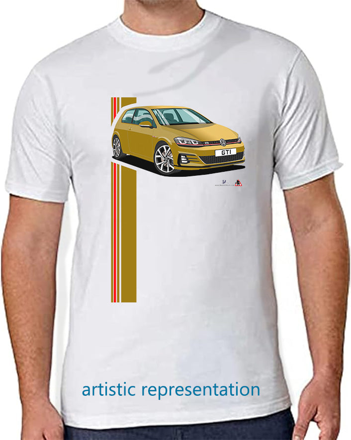 VW Golf GTi Mk7 Gold T Shirt