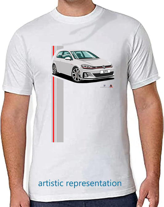 VW Golf GTi Mk7 Silver T Shirt