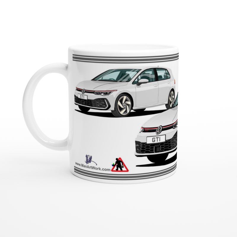 VW Golf GTI Mk8 in Silver Art Mug