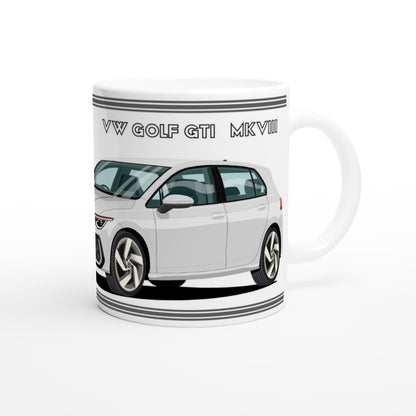 VW Golf GTI Mk8 in Silver Art Mug