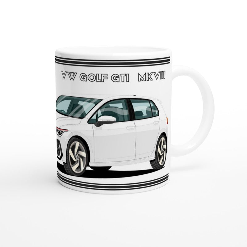 VW Golf GTI Mk8 in White Art Mug