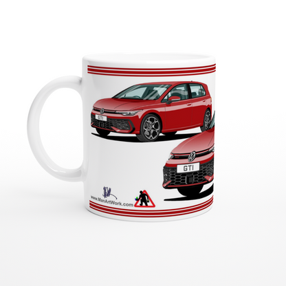 VW Golf GTI Mk8 facelift in Red Art Mug