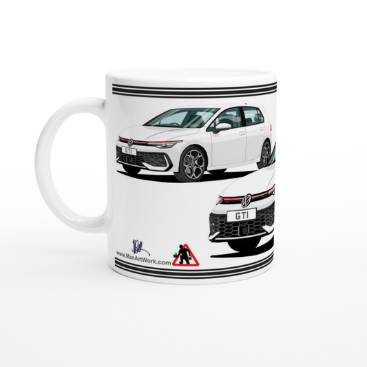 VW Golf GTI Mk8 facelift  in White Art Mug