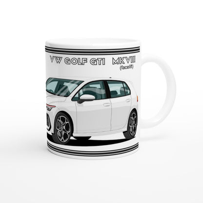 VW Golf GTI Mk8 facelift  in White Art Mug