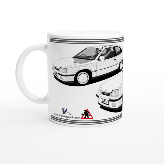 Vauxhall Astra Mk2 white art Mug