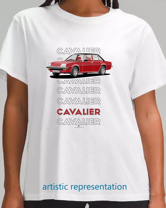 Vauxhall Cavalier Mk1 Saloon in Dark-Red-&-Black-Art T Shirt
