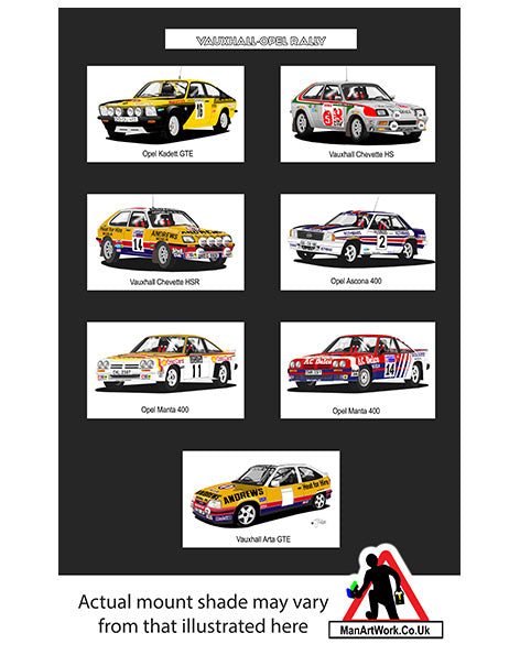 GM Vuaxhall Opal Rally cars A4 Art Print : Chevette Manta Kadett etc