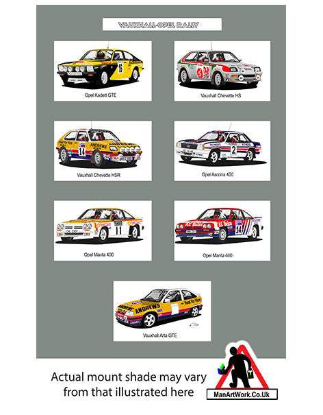 GM Vuaxhall Opal Rally cars A4 Art Print : Chevette Manta Kadett etc