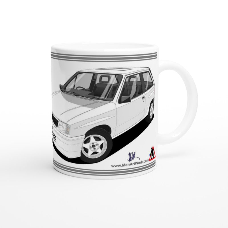 Vauxhall Nova Facelift in White art Mug