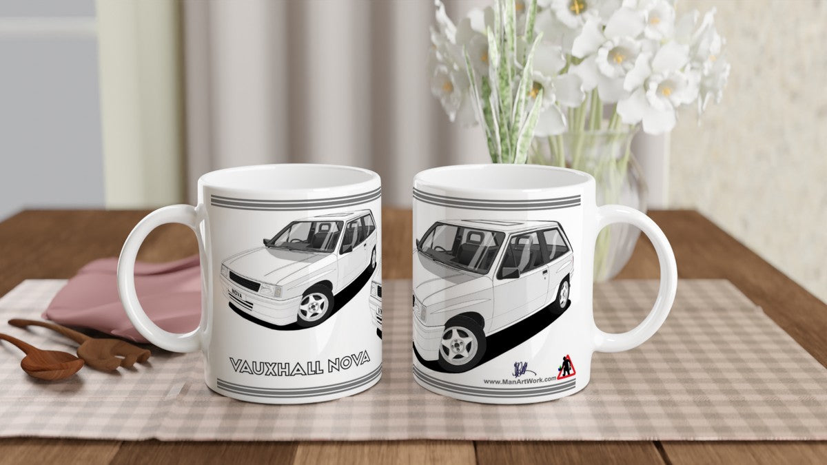 Vauxhall Nova Facelift in White art Mug