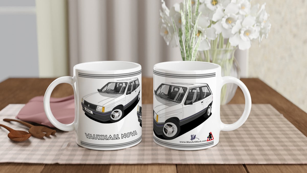 Vauxhall Nova White art Mug