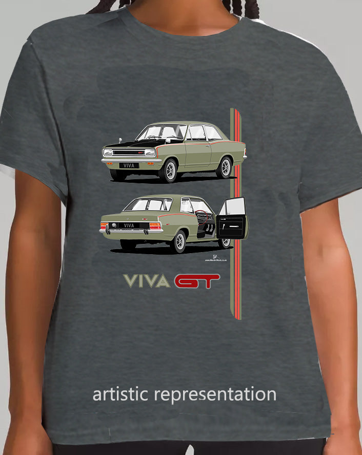 Vauxhall Viva HB GT in Yellow on Grey T Shirt