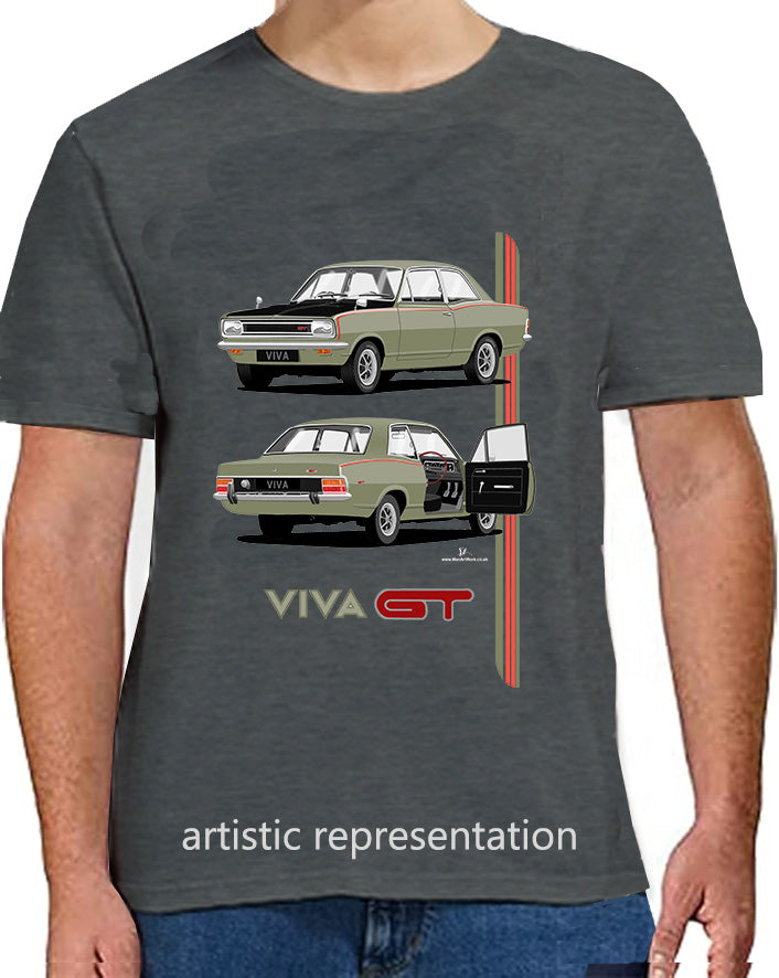 Vauxhall Viva HB GT in Yellow on Grey T Shirt