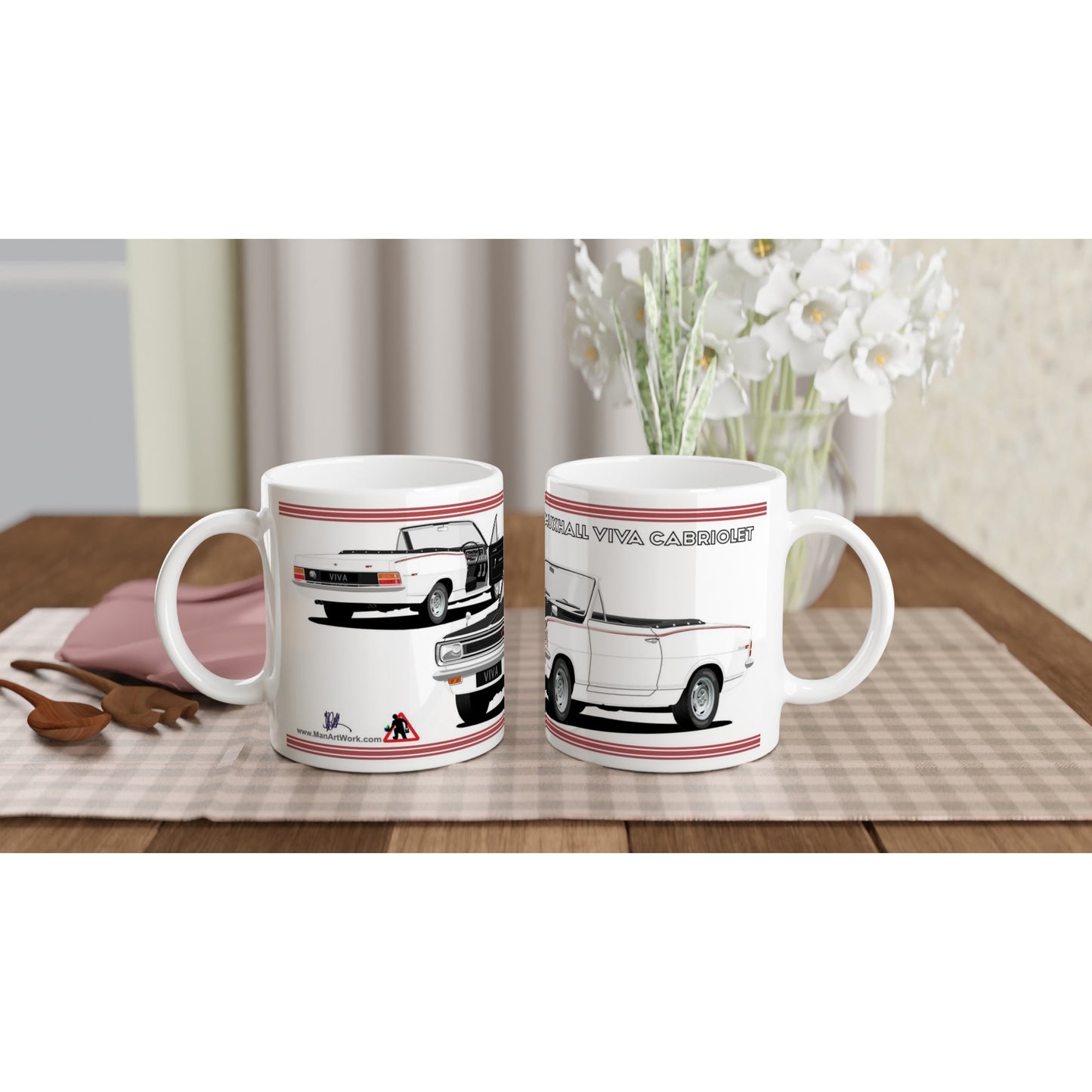 Vauxhall Viva HB GT Mk1 Cabriolet in White with Ali wheels Art Mug