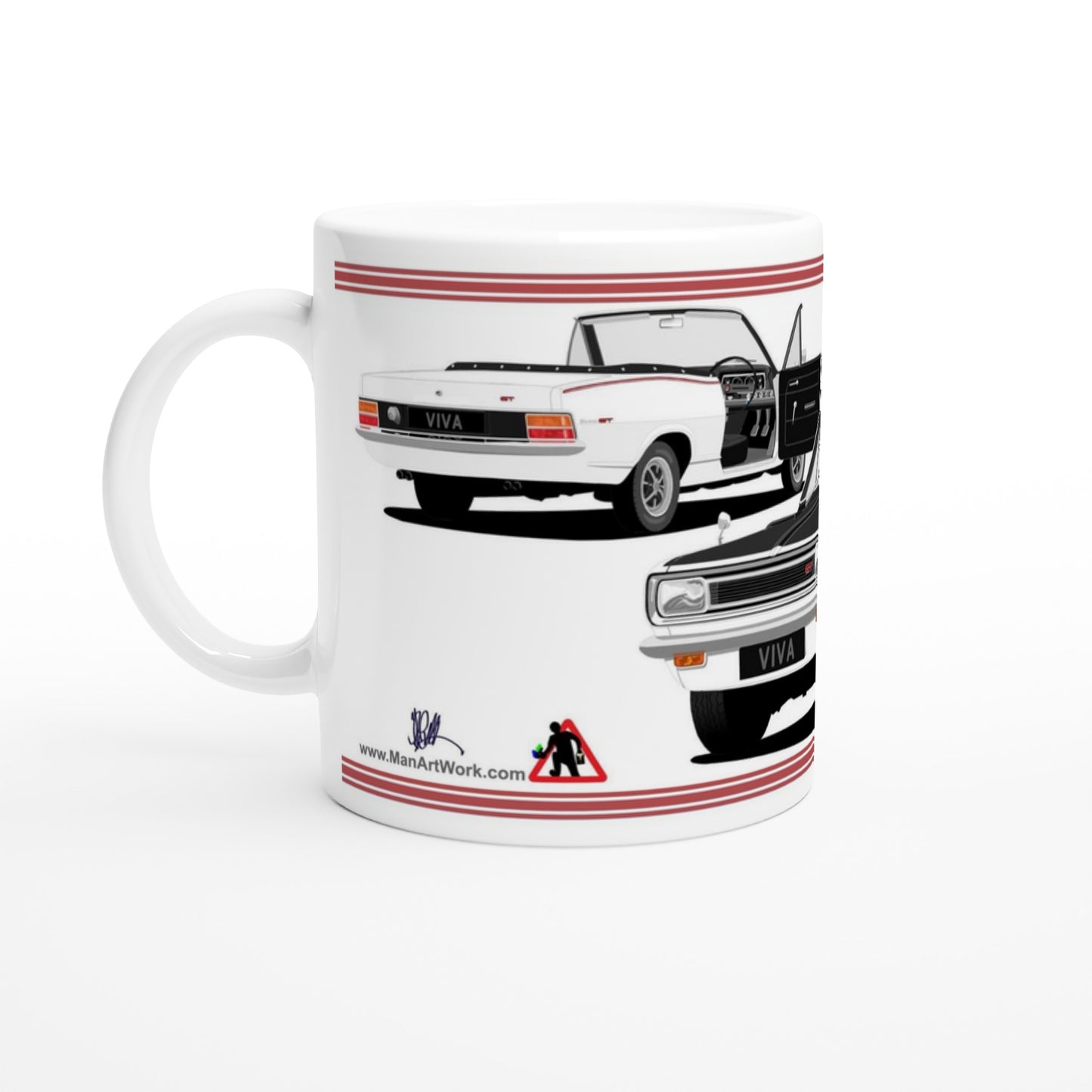 Vauxhall Viva HB GT Mk1 Cabriolet in White with Rostyles wheels  Art Mug