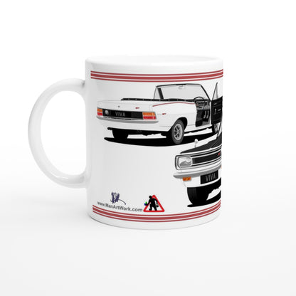 Vauxhall Viva HB GT Mk1 Cabriolet in White with Rostyles wheels  Art Mug