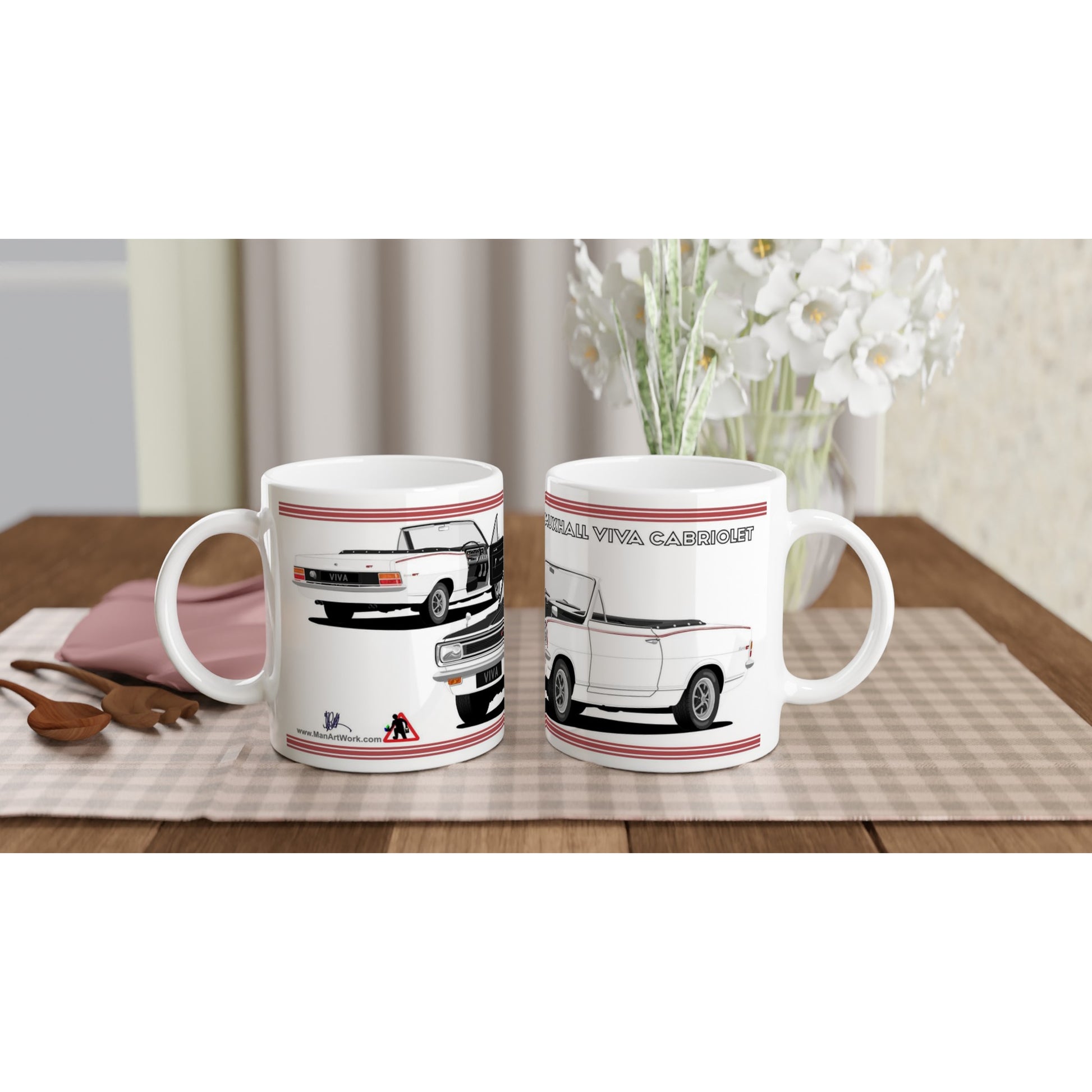 Vauxhall Viva HB GT Mk1 Cabriolet in White with Rostyles wheels  Art Mug