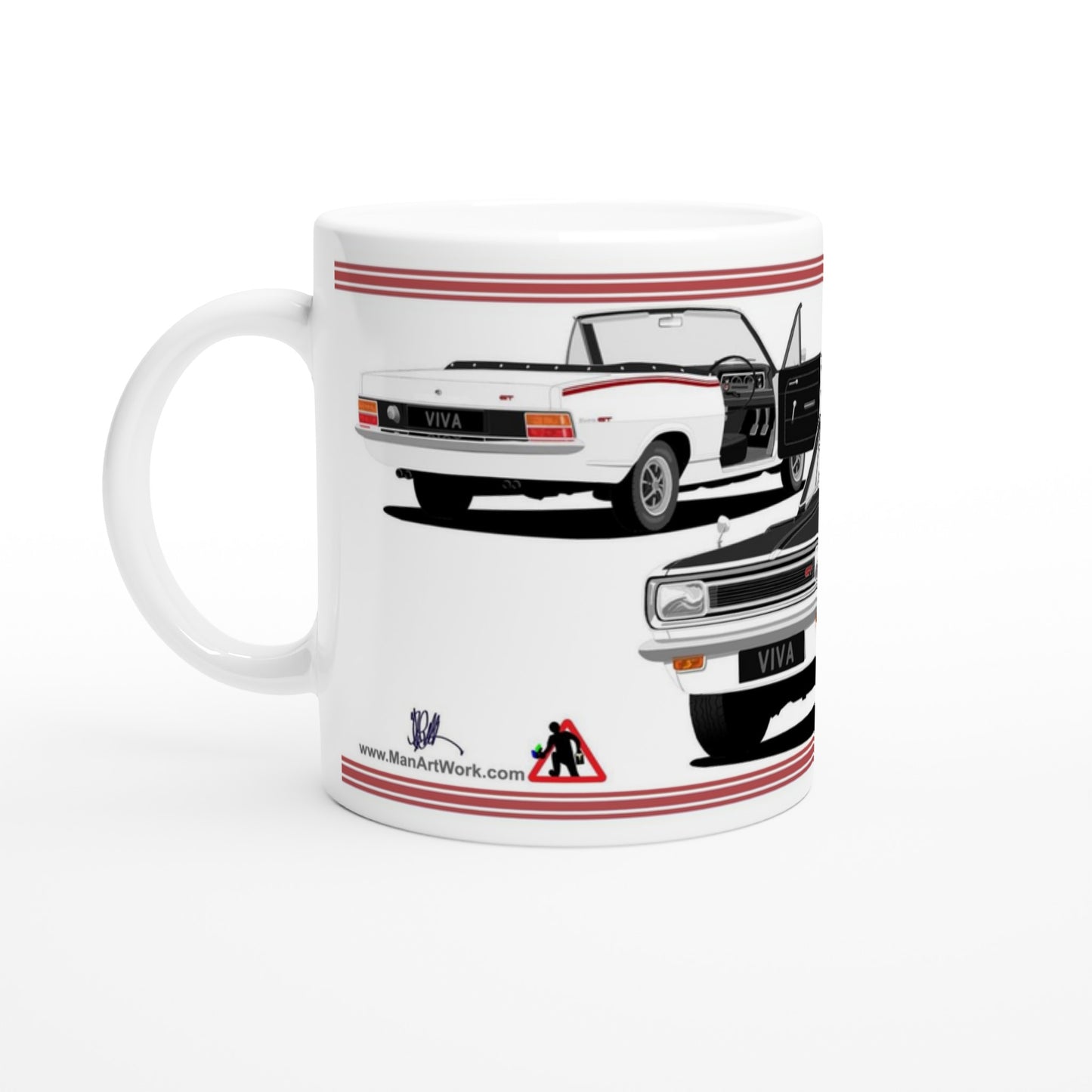 Vauxhall Viva HB GT Mk2 Cabriolet in White with Rostyles wheels  Art Mug