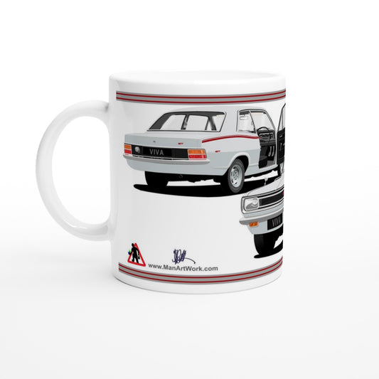 Vauxhall Viva HB GT in Silver with Alis Car Art Mug