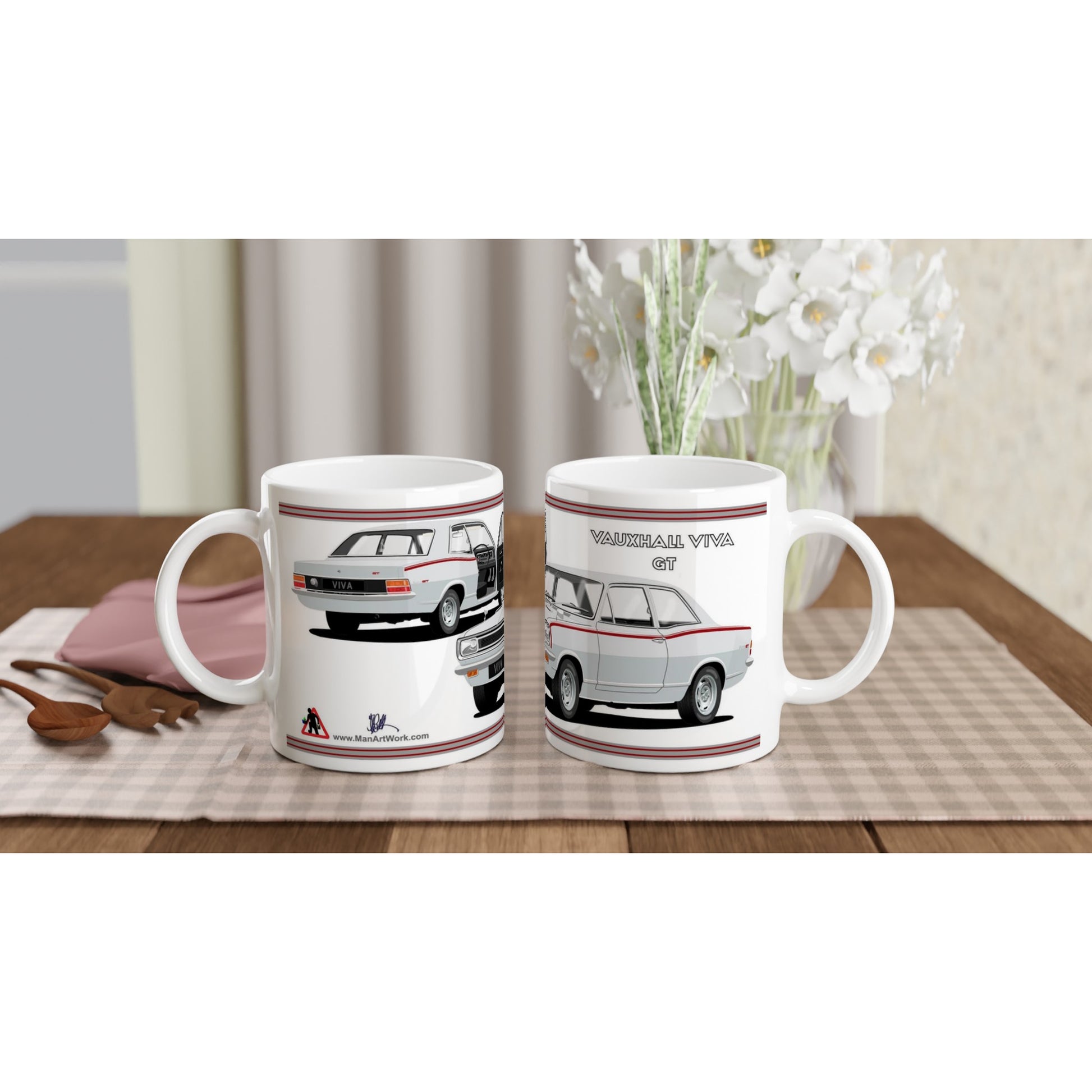 Vauxhall Viva HB GT in Silver with Alis Car Art Mug