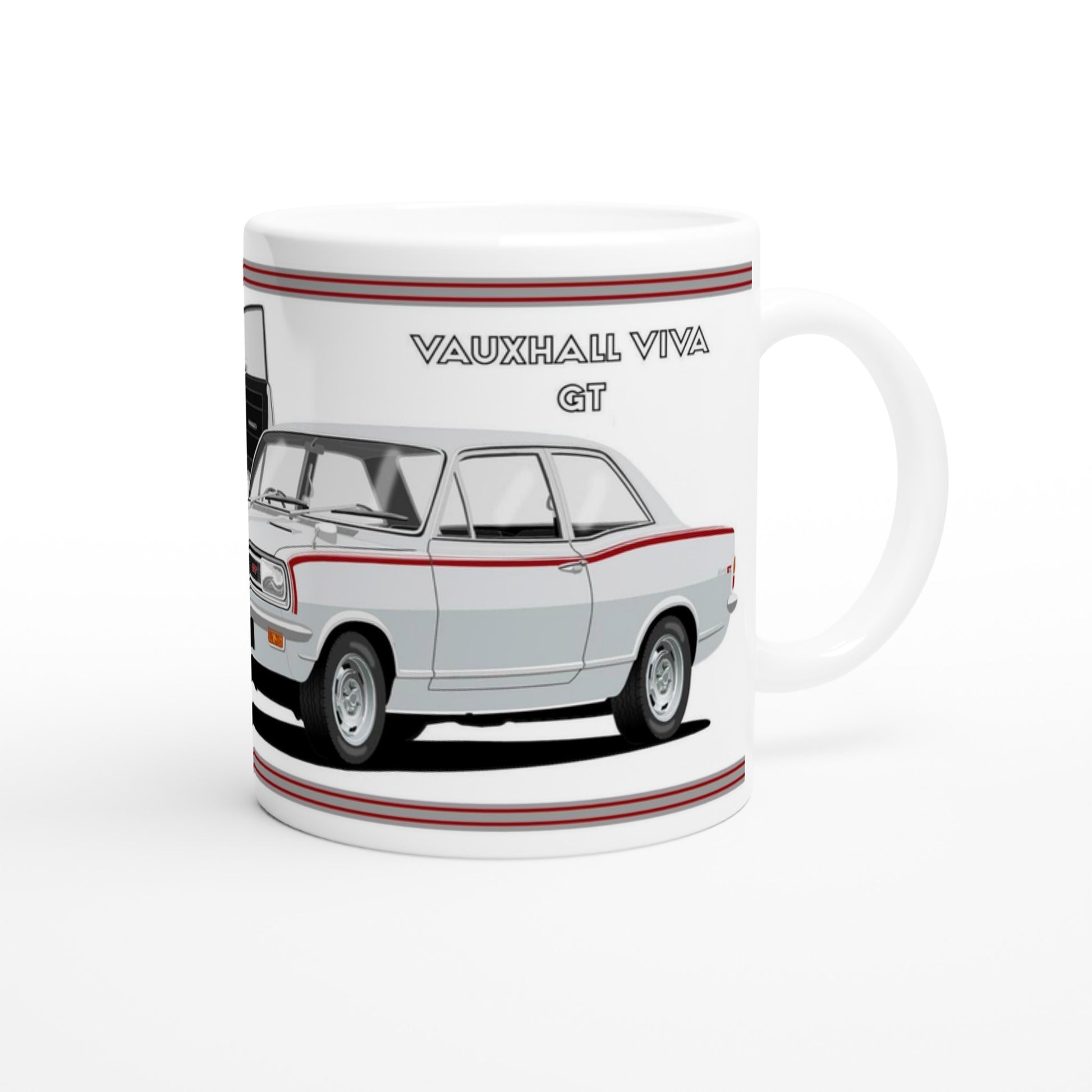 Vauxhall Viva HB GT in Silver with Alis Car Art Mug