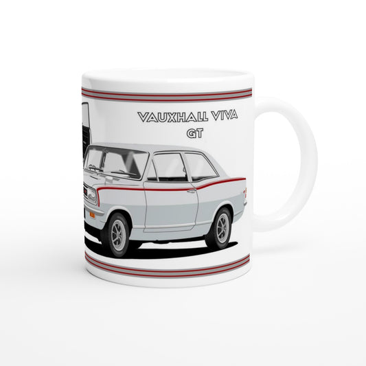 Vauxhall Viva HB GT in Silver with Rostyles Car Art Mug