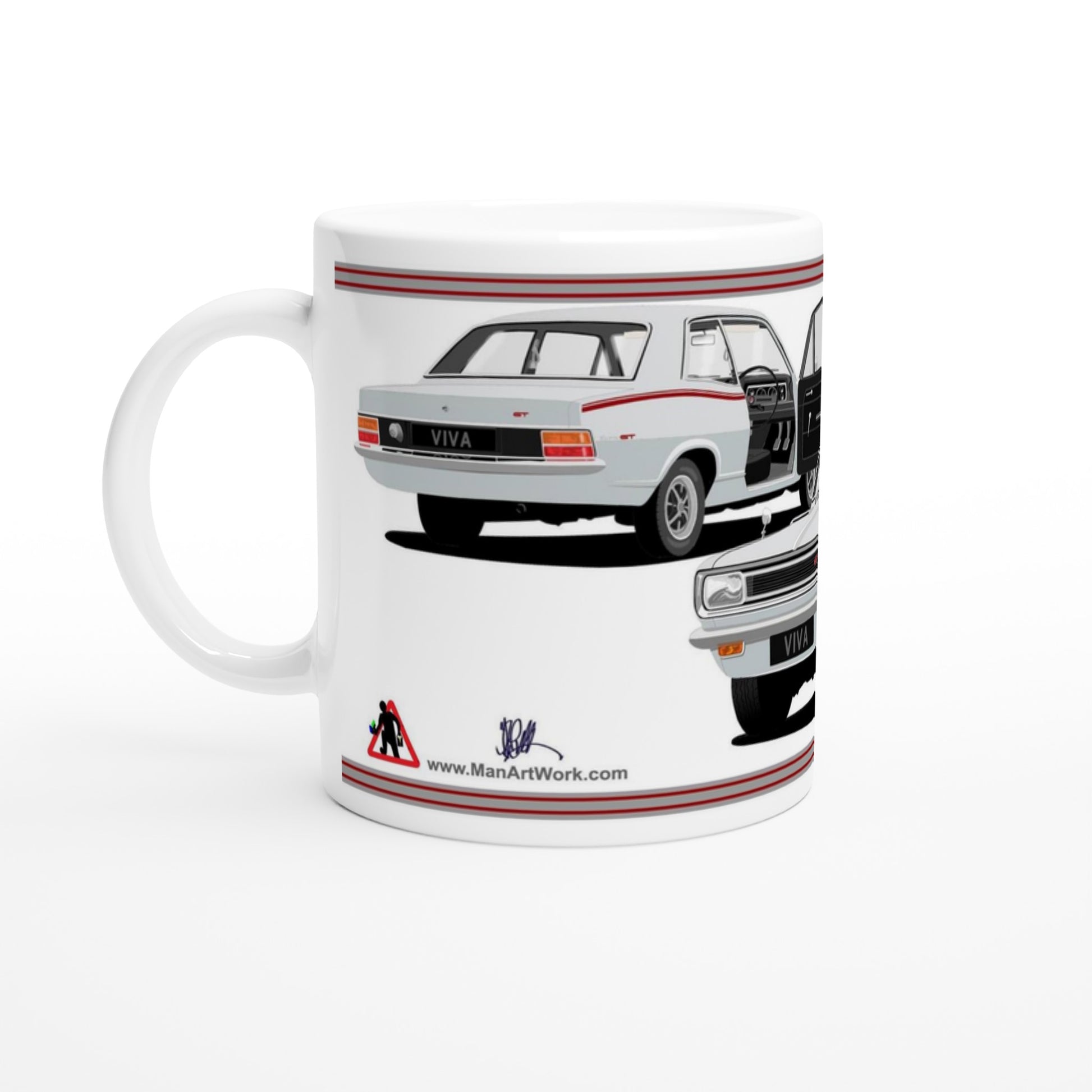 Vauxhall Viva HB GT in Silver with Rostyles Car Art Mug