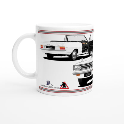 Vauxhall Viva HB SL Cabriolet in White Car Art Mug