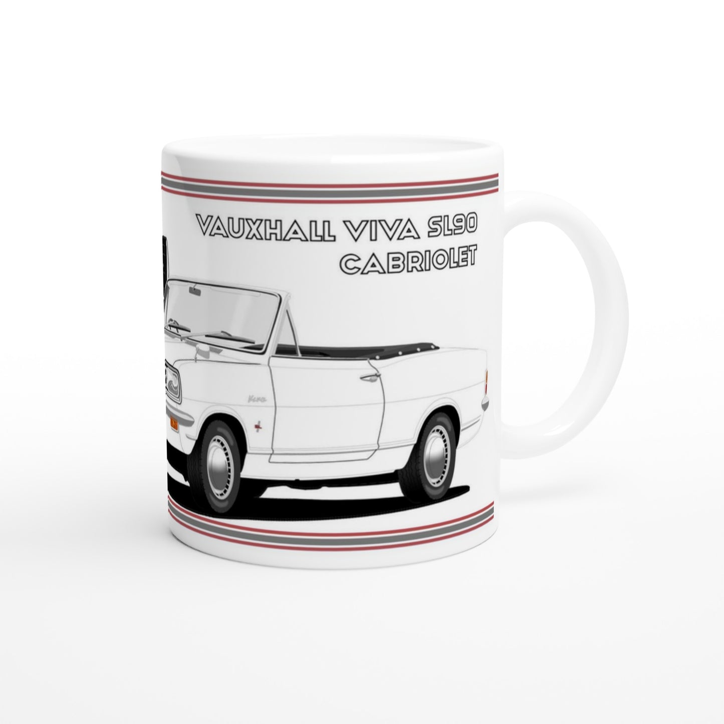 Vauxhall Viva HB SL Cabriolet in White Car Art Mug
