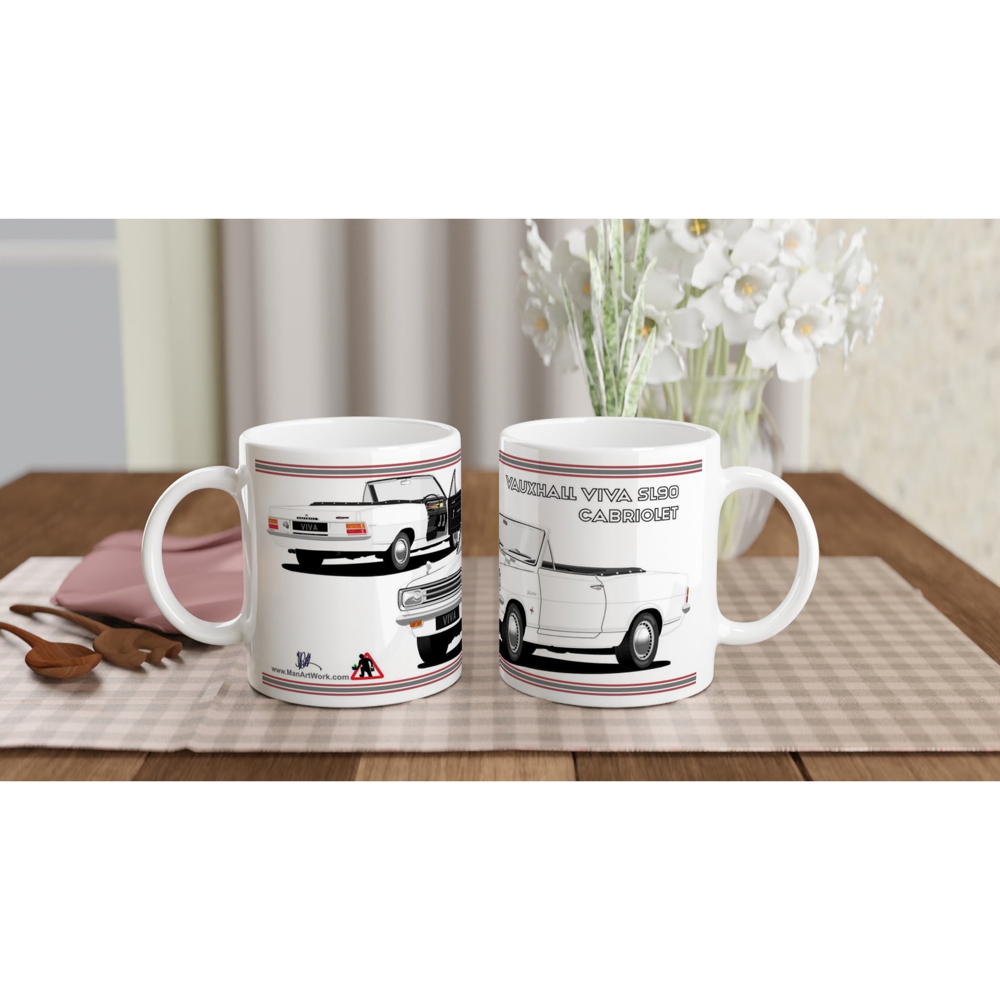 Vauxhall Viva HB SL Cabriolet in White Car Art Mug