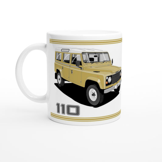 Land Rover 110 12 seater in Brown  Art Mug