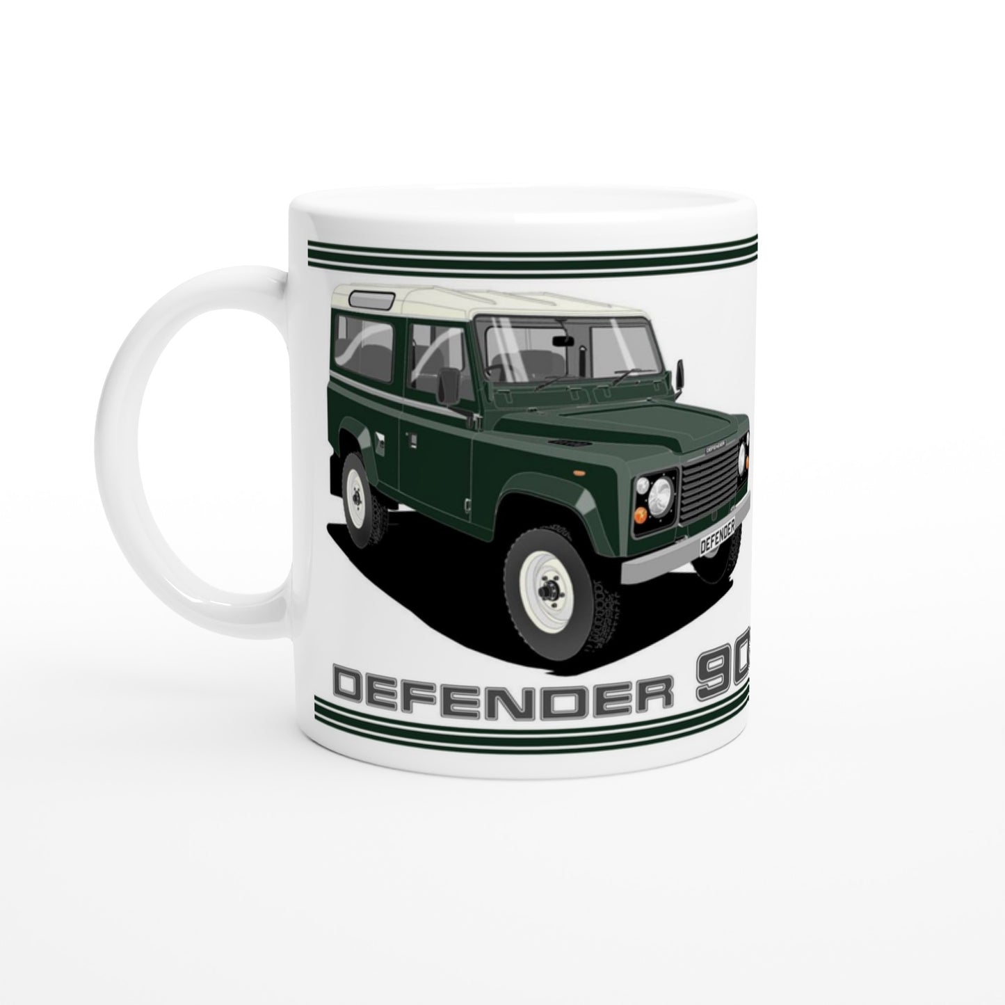 Land Rover Defender 90 7 seater in Green  Art Mug