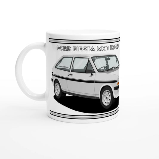 Ford Fiesta Mk1 1300S in Silver & Black Art Mug