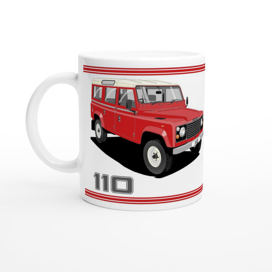 Land Rover 110 12 seater in Red  Art Mug