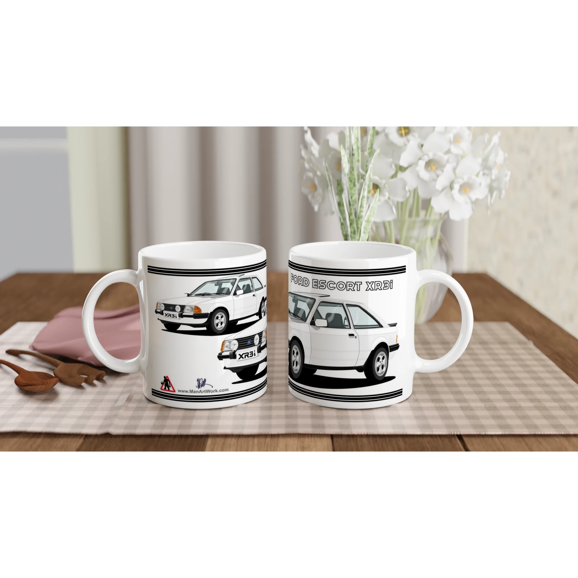 Ford Escort Mk3 XR3i in White Art Mug
