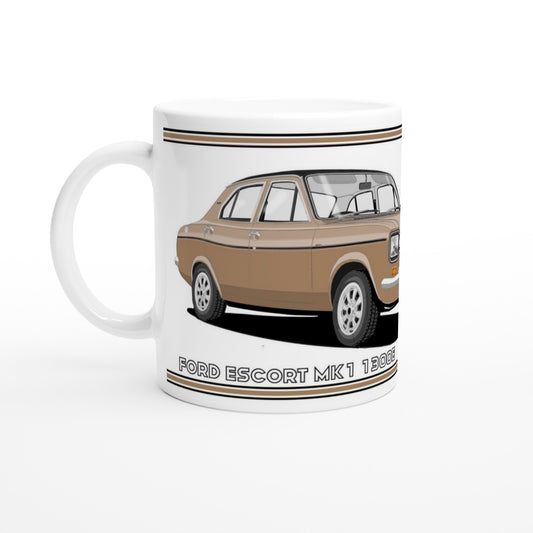 Ford Escort Mk1 1300E 4 Door Bronze Art Mug