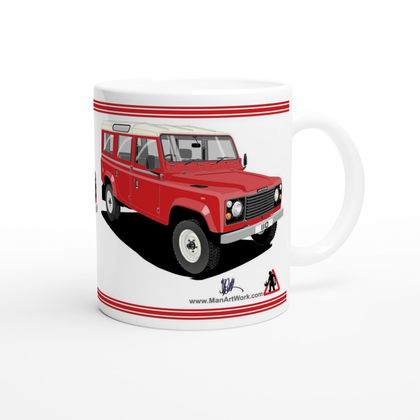Land Rover 110 12 seater in Red  Art Mug