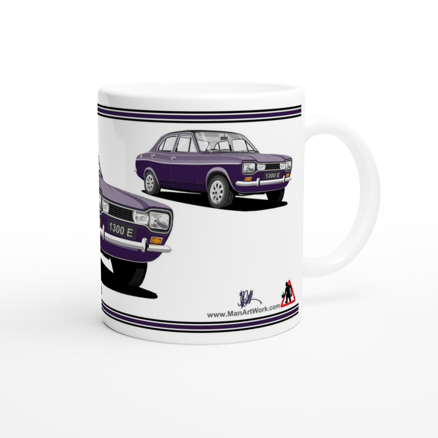 Ford Escort Mk1 1300E 4 Door Purple Art Mug