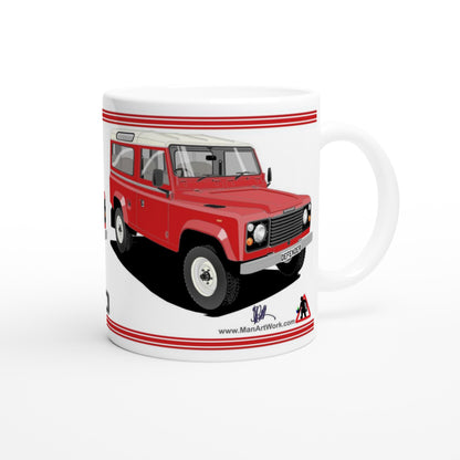 Land Rover Defender 90 7 seater in Red  Art Mug