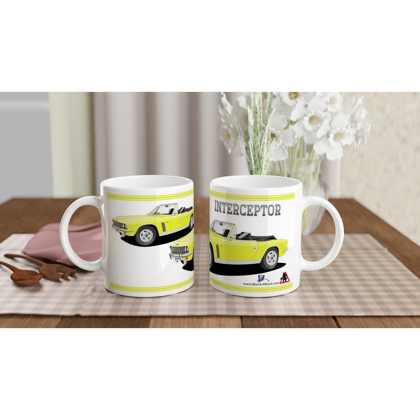 Jensen Interceptor Mk3 Convertible in Yellow Art Mug