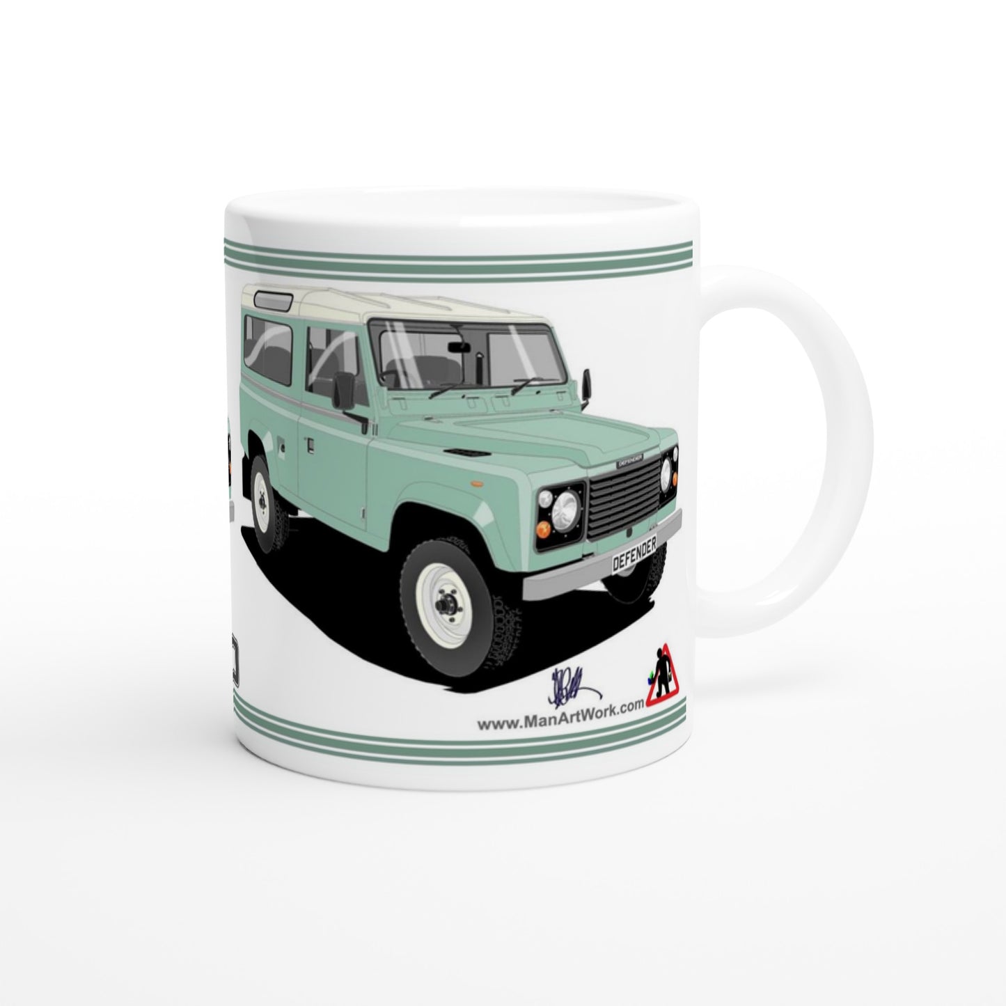 Land Rover Defender 90 7 seater in Light Green  Art Mug