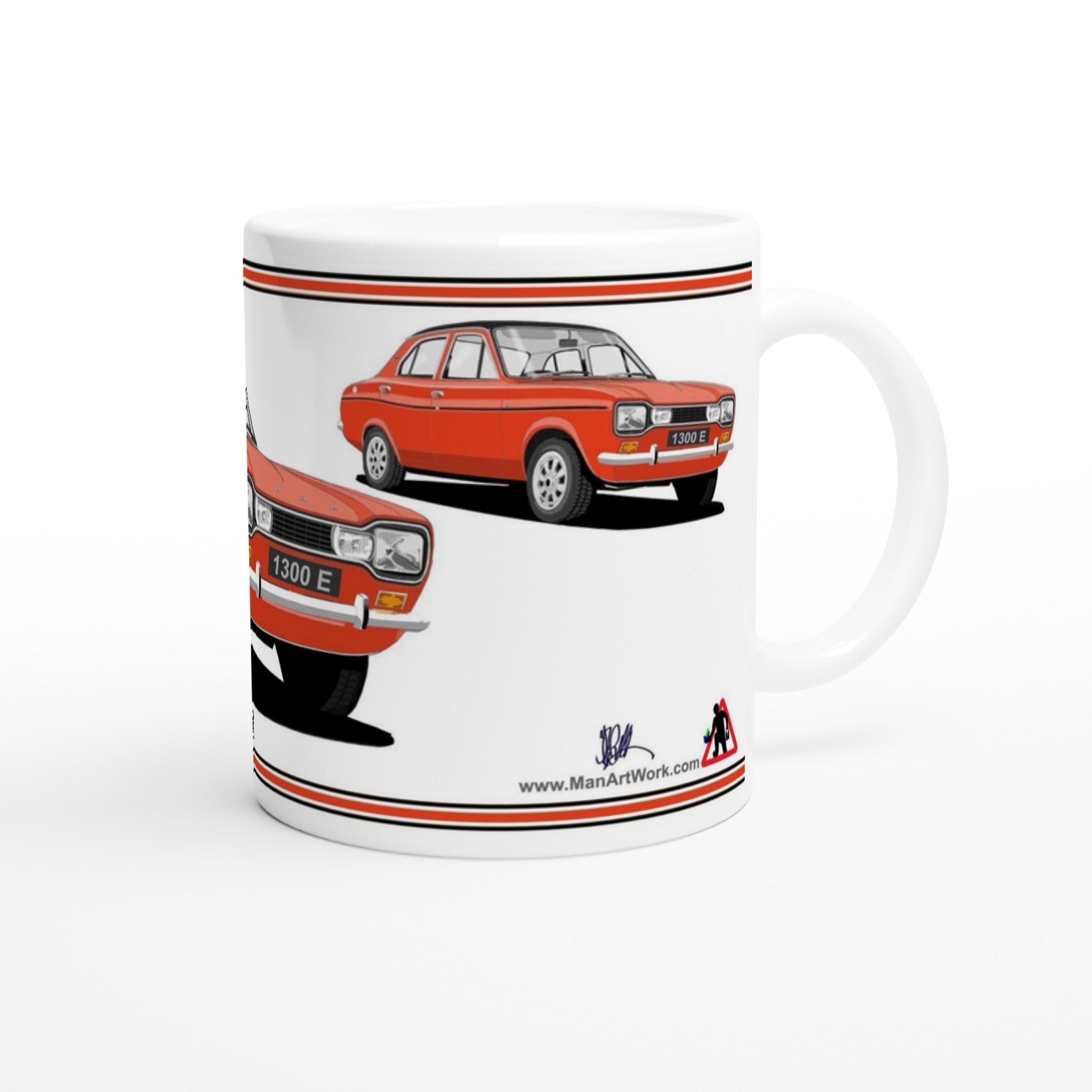 Ford Escort Mk1 1300E 4 Door Red Art Mug