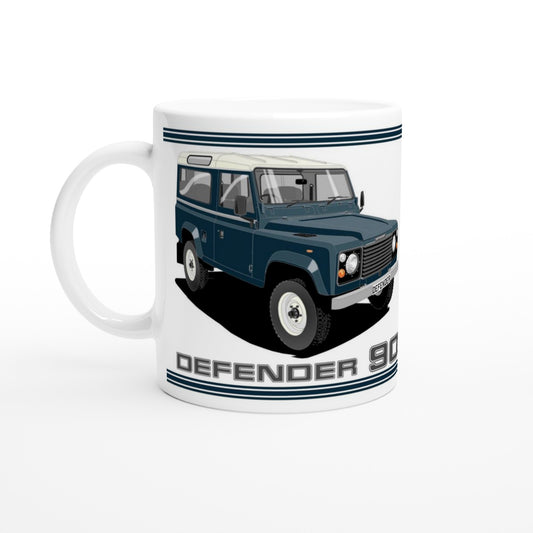 Land Rover Defender 90 7 seater in Dark Blue  Art Mug