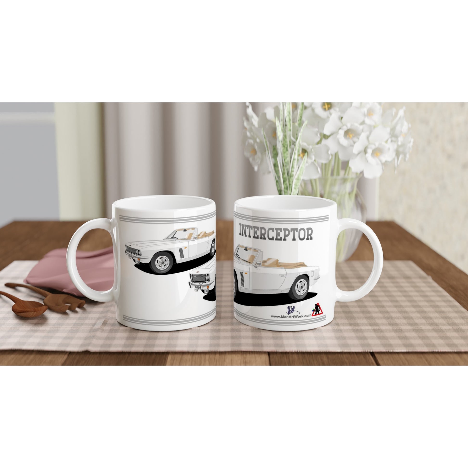 Jensen Interceptor Mk3 Convertible in White Art Mug