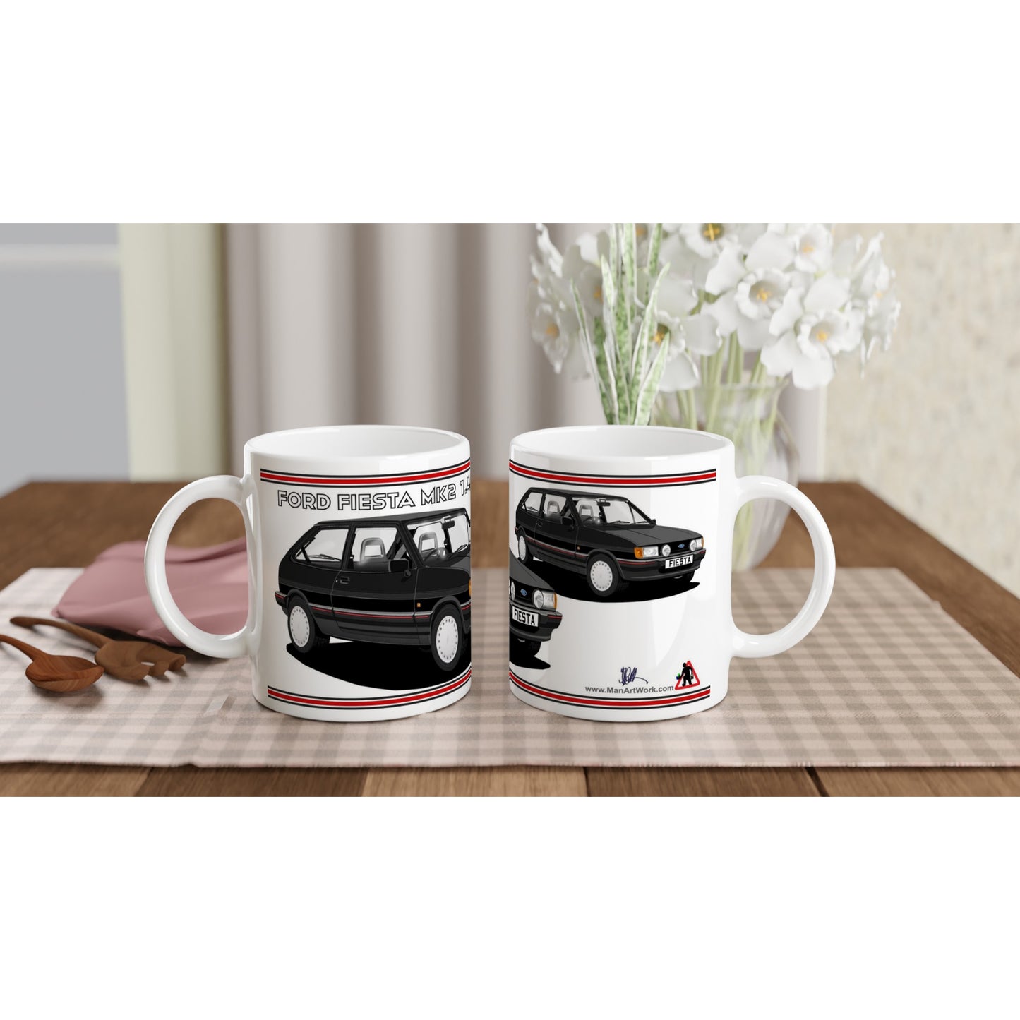Ford Fiesta Mk2 1.4S in Black Art Mug