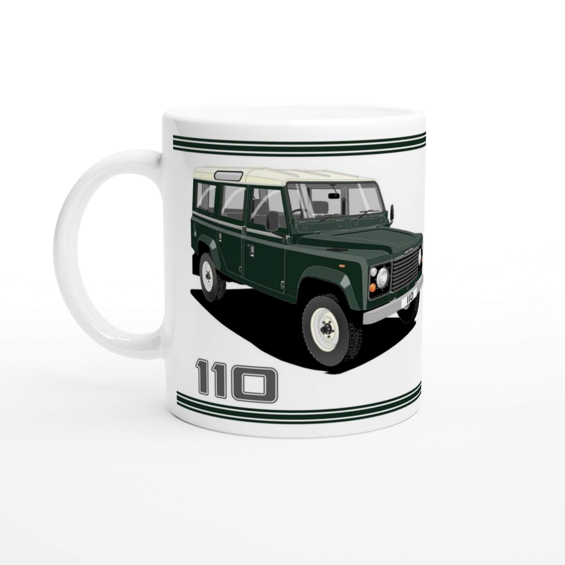 Land Rover 110 12 seater in Green  Art Mug