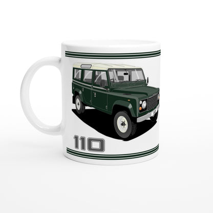 Land Rover 110 12 seater in Green  Art Mug