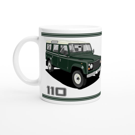 Land Rover 110 12 seater in Green  Art Mug